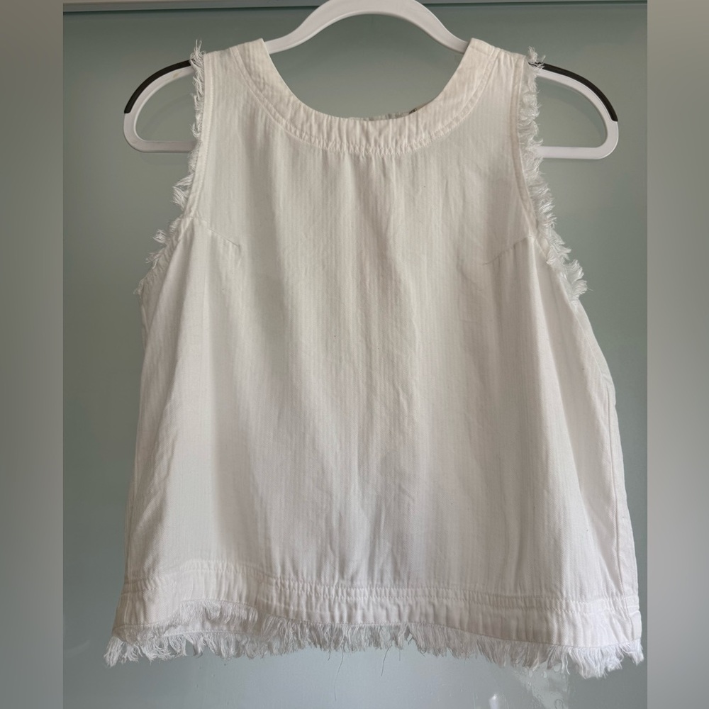 Altar'd State Cream Ruffled Sleeveless Tank Top